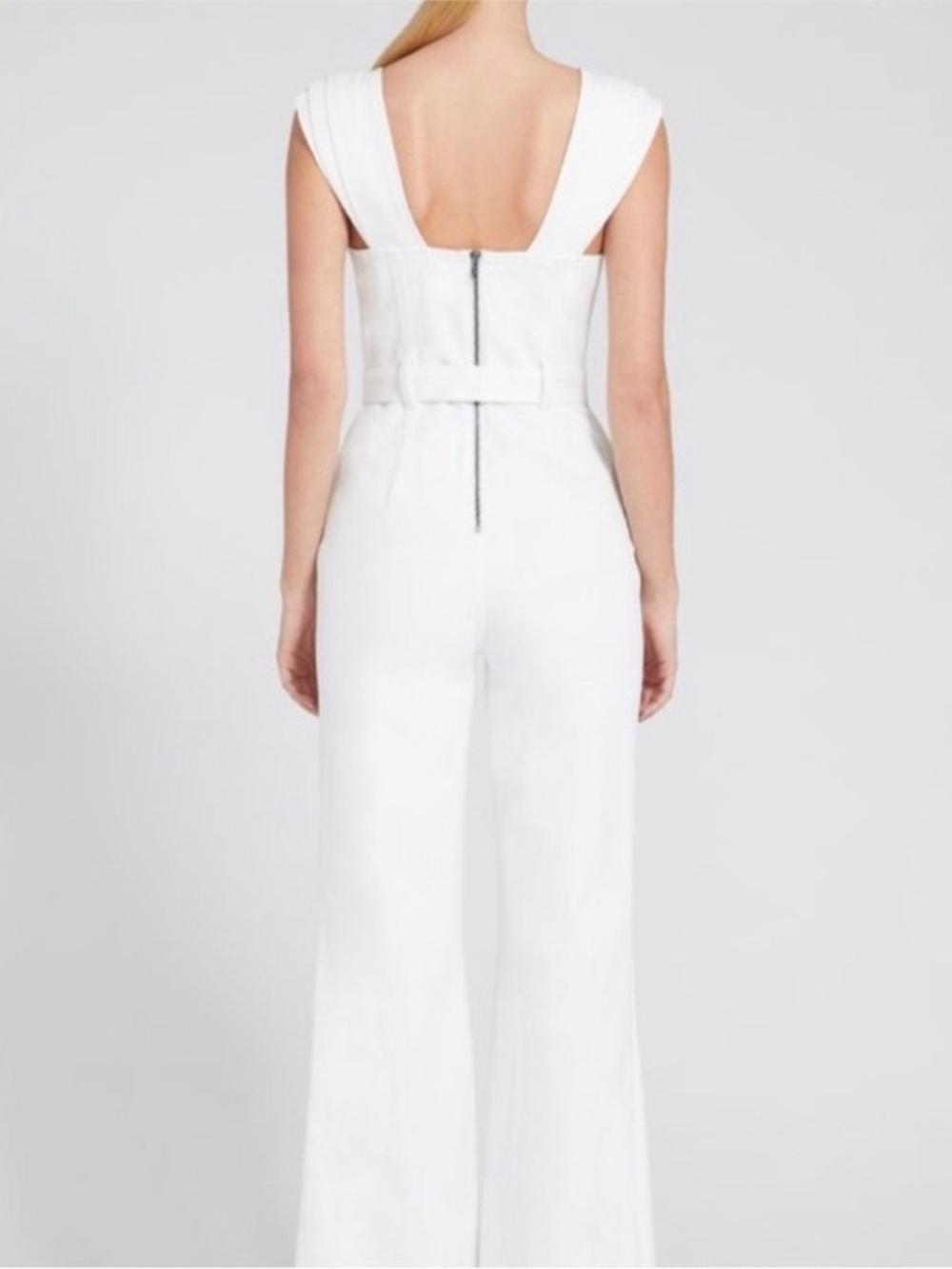 Alice + Olivia White Denim Wide-Leg Jumpsuit - Picture 2 of 7